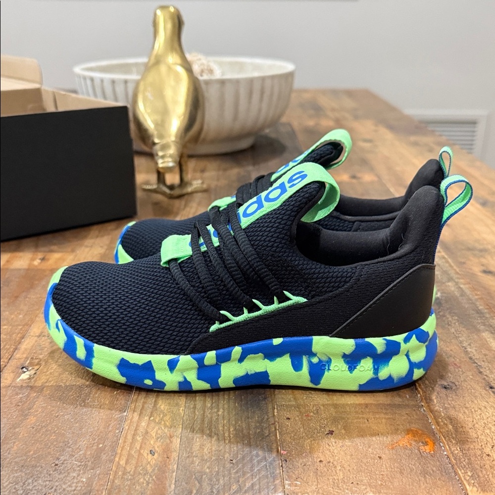 Adidas Kids Black and Lime Sneakers New In Box